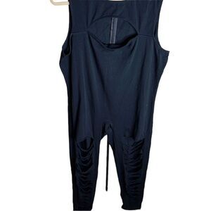 Hot Topic Distressed One piece Jumpsuit Romper Black Plus Size
